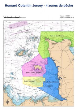 Zones de pêche du homard