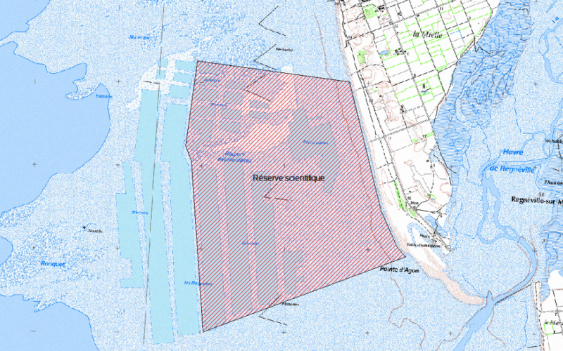 Carte de la réserve scientifique de la pointe d’Agon (@SMEL)