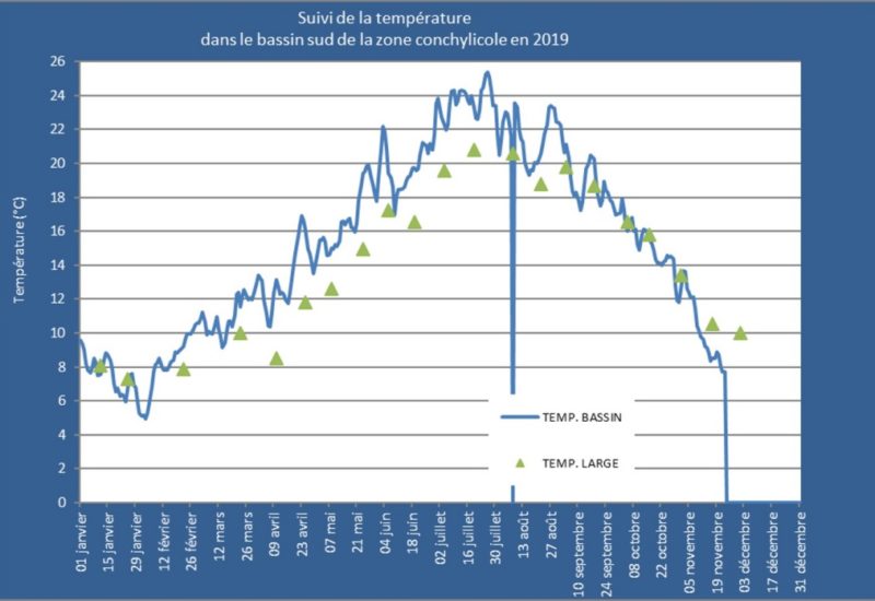 Température et salinité du bassin en 2019